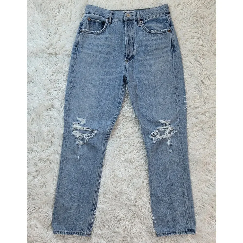 Agolde Riley High Rise Straight Crop Jeans Blitz 26 / 2